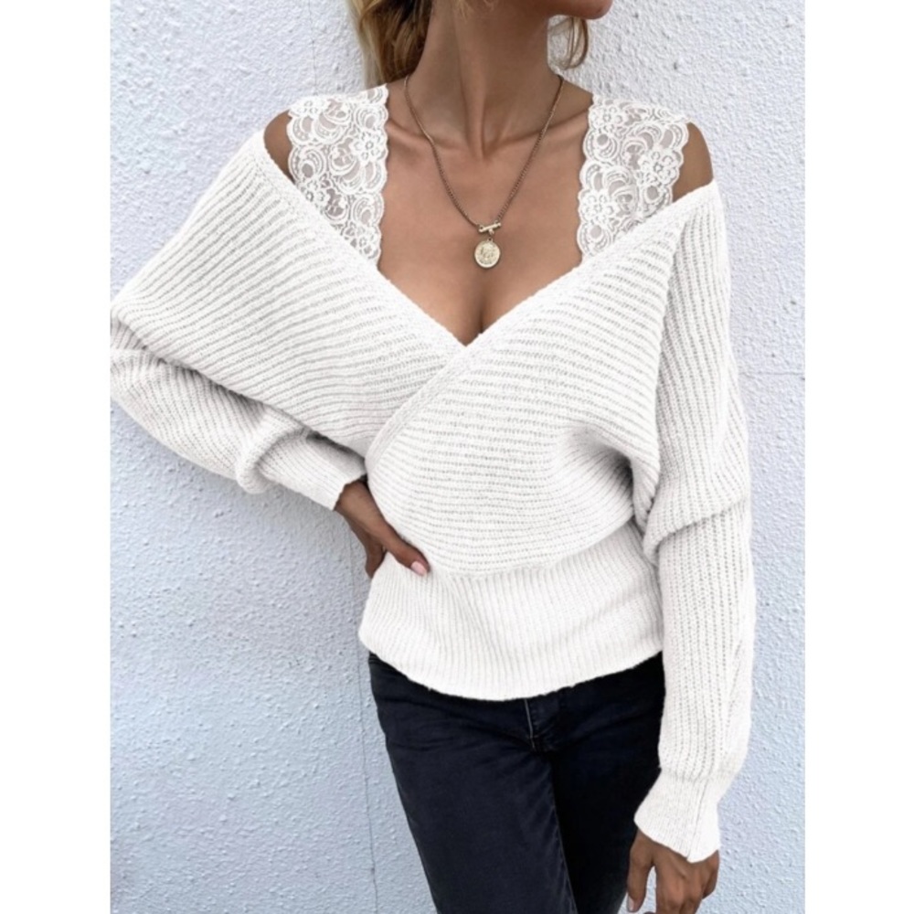 Cold shoulder dolman sleeve sweater gray - Picture 3 of 15